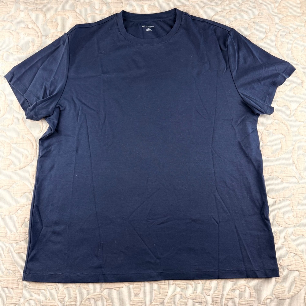 Saks Fifth Avenue Ultraluxe Mens Navy Blue Cotton Crewneck T-Shirt Size Large